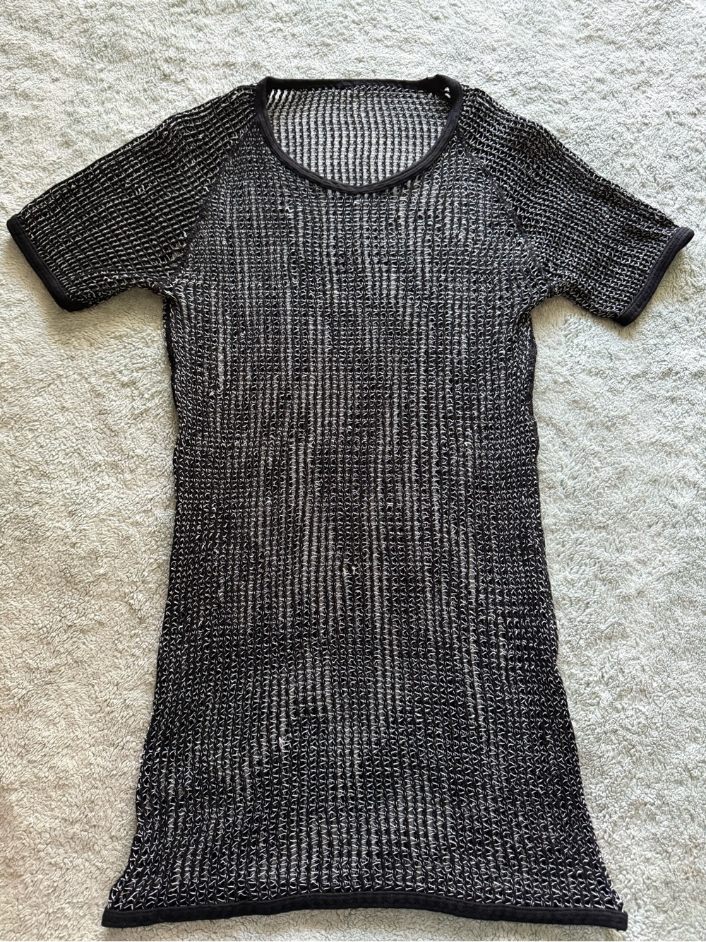 WOLF Black Knit Short-Sleeve Mesh Tunic